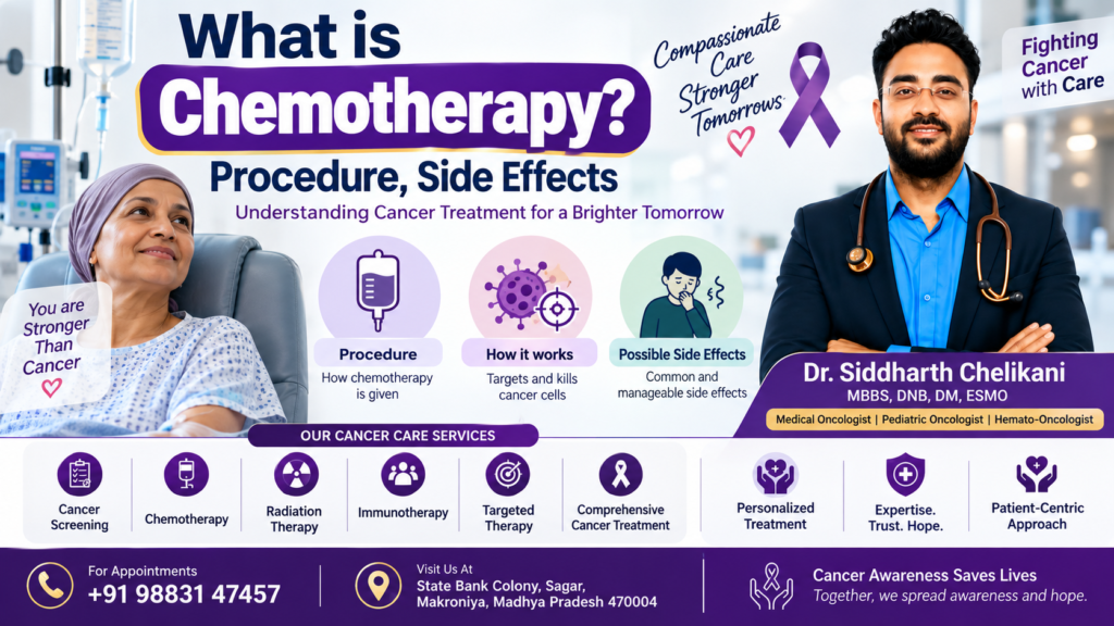 What is chemotherapy? Understand the chemotherapy procedure, how it works, common side effects and treatment considerations with Dr. Siddharth Rao Chelikani.